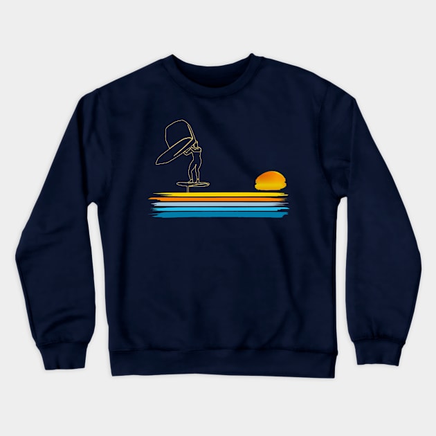 Wing Surf Foiling Wind Surfer stripe design Crewneck Sweatshirt by Surfer Dave Designs